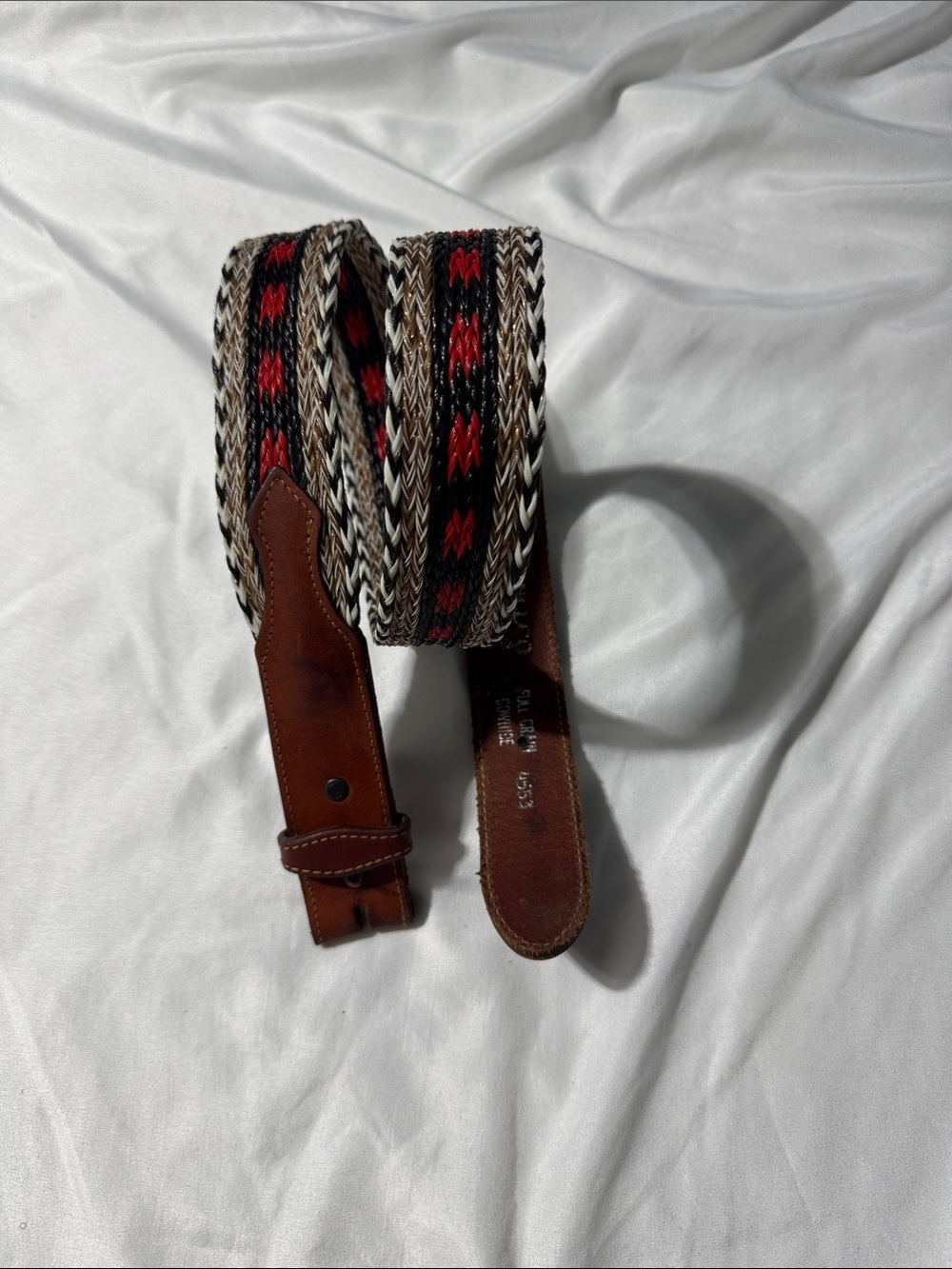 R.G. Bullco Full Grain Cowhide Western Woven Belt Blank 36 USA 4553 No Buckle